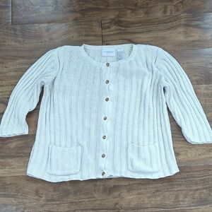 Liz Claiborne Vintage 100% Cotton Knit Cardigan Sweater